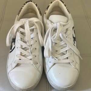 Tory Burch White Leather Sneakers with Black Logo
